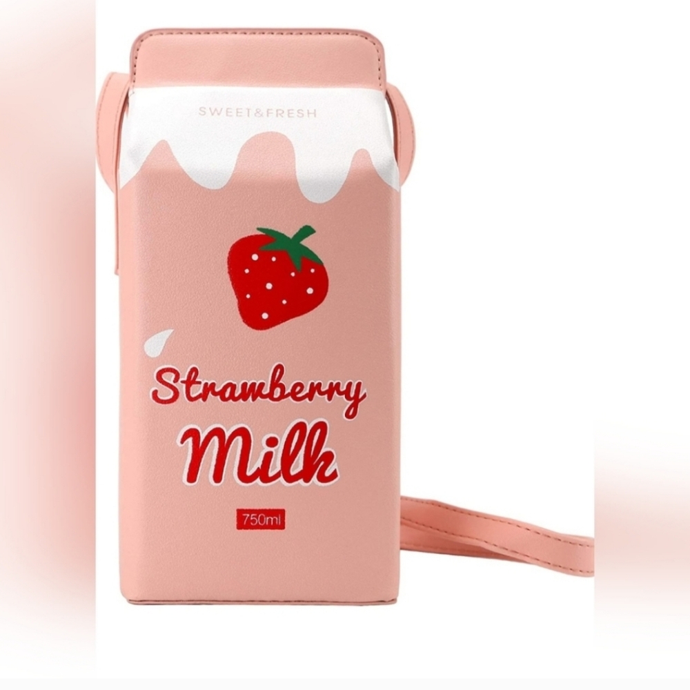 Strawberry Milk Carton Crossbody Bag